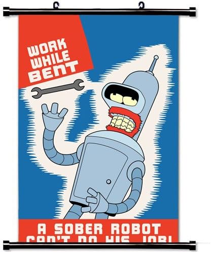 Art Poster with Bender Poster Cartoon Wall Scroll Poster Fabric Painting 24 by 36-Inch(60 X 90 cm)