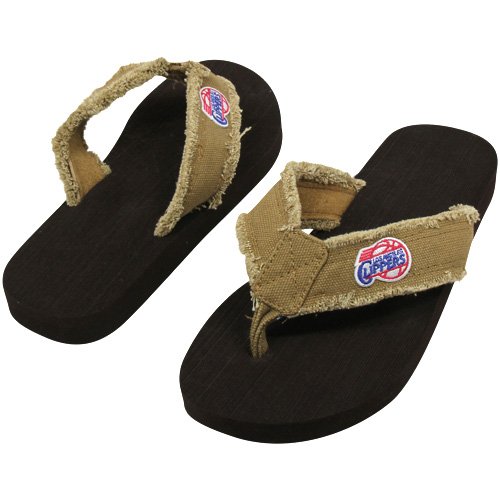 NBA Los Angeles Clippers Unisex Frayed Flip Flops - Khaki (Large)
