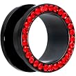 5/8" Black Anodized Titanium Red Gem Screw Fit Tunnel