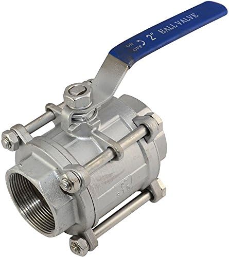 2" NPT 3-Pcs Type Threaded Stainless Steel 316 Full Port Ball Valve with Blue Vinyl Handle WOG 1000