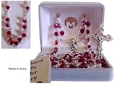 Rosary ~ Ruby Aurora Borealis Crystal Beads Ladder Rosary