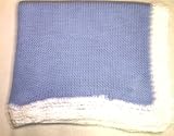 Bk601, Knitted on Hand Knitting Machine Lilac Cotton Blanket Trimmed with White Chenille By Crochet .Blanket Is Large 31x45.