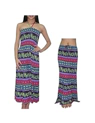 Halter Knee Length Cotton/Polyamide Summer Elasticized   Waistline Gathered Crinkled Stretchy Shirred  Dress