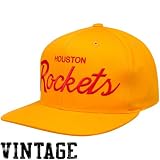 Mitchell & Ness Houston Rockets Gold Solid Script Snapback Adjustable Hat