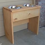 20 Inch Double Bowl Raised Dog Feeder Feeding Station Two (2) Stainless Steel Bowls
