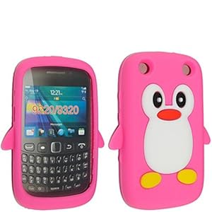 PINK COLOUR CUTE PENGUIN SILICONE PROTECTION CASE COVER FOR BLACKBERRY CURVE 9320