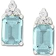 14K White Gold Aquamarine and Diamond Earrings