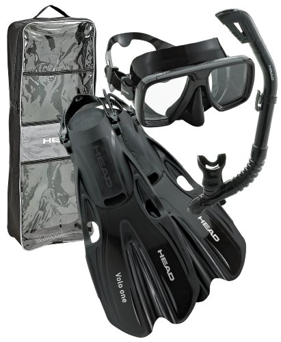Head Mask Fin Snorkel Set + Snorkeling Gear Bag