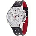 Tomaso Classic Herren-Armbanduhr XL Teramo Silver Chronograph Black Leder