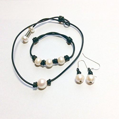 Pearl Choker; Single Pearl Leather Necklace