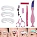MSmask 1 Set of Eyebrow Pencil Razor Shaver Scissor Stencil Styles Template Shaping Shaper Tool Grooming Kit