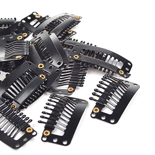 KLOUD CityÂ® 20 Pcs Black U Shape Metal Snap Clips/ Wig Clips/ Hairpiece Clips for for Hair Extensions DIY