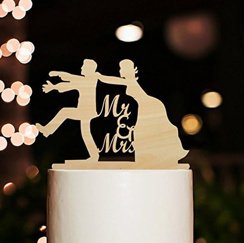 Wedding Cake Toppers Bride and Groom Funny Mr and Mrs Rustic Cake Topper