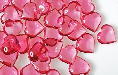 192 Translucent Rose Pink Acrylic Hearts for Vase Fillers, Table Scatter, or Decoration
