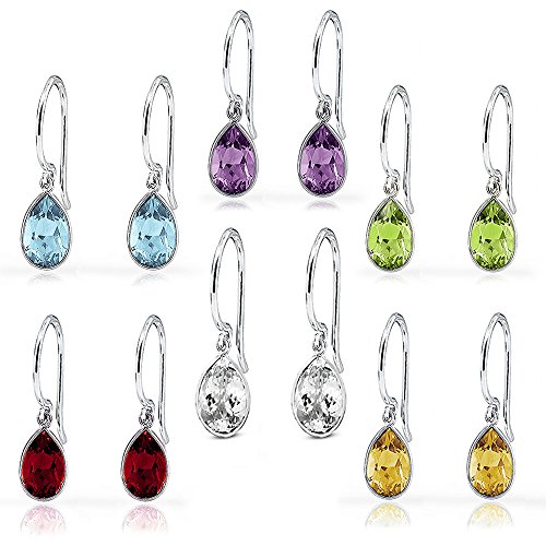 2.00 CTTW Women's Gemstone Dangle Earrings in Sterling Silver
