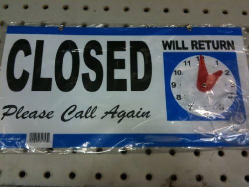 HILLMAN 848653 Open Closed with Clock 2 Sided Reversible Sign, Multicolored Plastic, 5-3/4x11-1/4 Inches 1-Sign