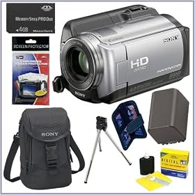 Sony HDR-XR100 80GB High Definition Handycam Camcorder + 4 Gigabyte Pro-Duo Memory Stick + Sony Camcorder Case + Camcorder Accessory Kit