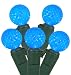 Set of 50 LED Sky Blue G12 Berry Fashion Glow Christmas Lights - Green Wire
