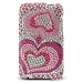 Sparkling Silver with Pink Twin Heart Full Diamond Rhinestone Snap on Hard Skin Bling Cover Case for Apple Ipod Touch Itouch 2nd Gen 3rd Gen