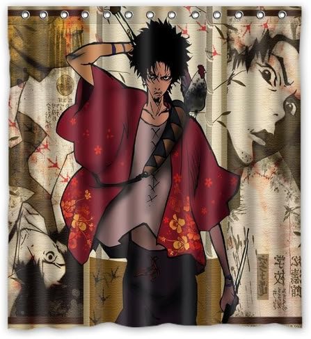 Mugen Samurai Champloo Home Textile Bathroom Decoration Luxurious Cozy Lovely Decor Pleasing Peculiar Effect Polyester Fabric Shower Curtain 66(w)x72(h) Inches