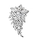 Czech Crystal Rhinestone Floral Wedding Brooch Pin 6.8x4.2cm