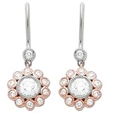 14k Pink and White Gold Diamond Flower Drop Earring (3/4 cttw, G-H Color, SI2-I1 Clarity)