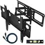 Cheetah Mounts Plasma LCD Flat Screen TV Articulating Full Motion Dual Arm Wall Mount Bracket For 32-65" Displays Up To 165LBS Black With 10' High Speed HDMI Cable With Ethernet Fits Up To 24" Studs