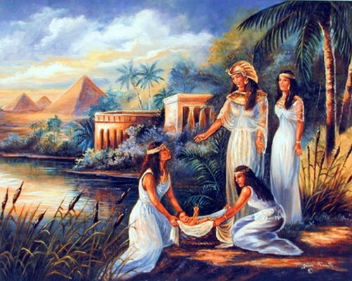 Moses On The Nile Spiritual and Religious Bible Wall Decor Art Print Poster (16x20)