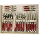 Laguiole boxed 24 piece cutlery set in wood gift box Pierre Dubost French import