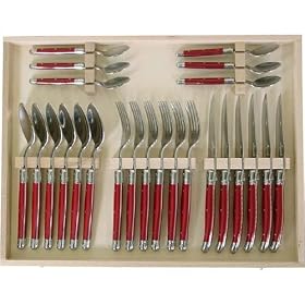 Laguiole boxed 24 piece cutlery set in wood gift box Pierre Dubost French import by Laguiole
