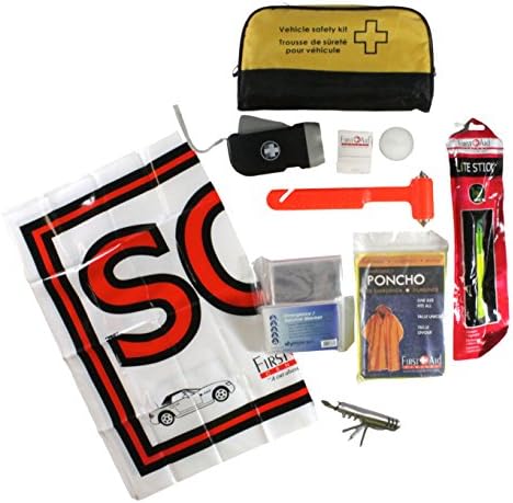 First Aid Central 11-Piece Compact Vehicle Safety Kit