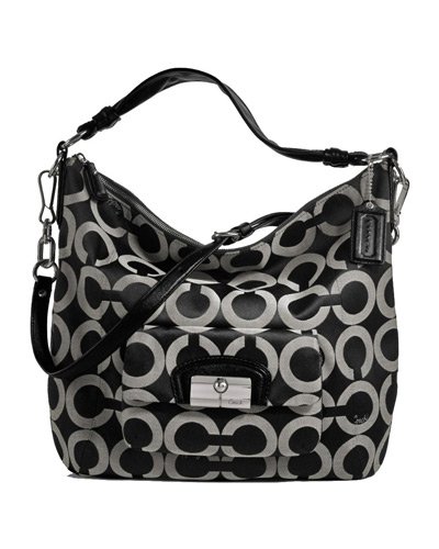 Coach Signature Op Art Kristin Large Shoulder Convertiable Hobo Bag Purse 14761 Black White