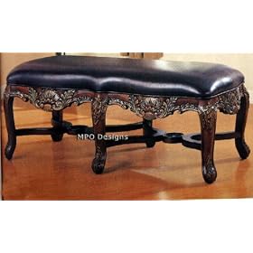 Black Bench with Rich Carvings by Coaster Company