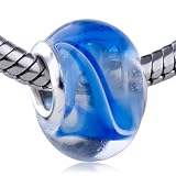 Blue Helix Line Glass Beads - Pandora Bead & Bracelet Compatible