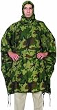 Military Waterproof Nylon Rip-Stop Rain Poncho, Woodland Camouflage