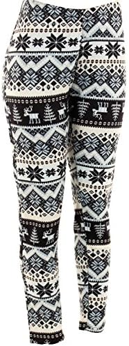 Docele Women's Plus Size Faux Fur Lined Printed Leggings-Wonderland
