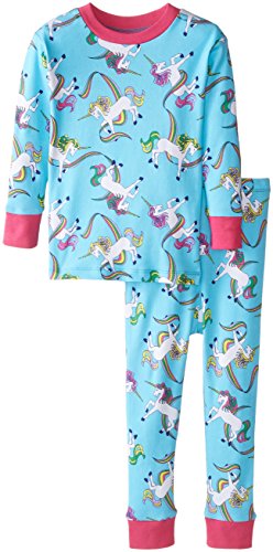 New Jammies Little Girls' Organic Cotton Snuggly Pajamas, Rainbow Unicorns, 6