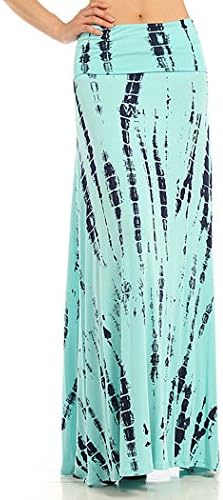 ColorMC Women's Bamboo Tie-Dye Maxi Skirt Large MintAqua