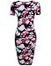 Hotouch Womens Floral Sweetheart Scoop Neck Short Sleeve Midi Pencil Slim Dress