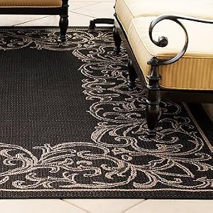 Fresco Border Outdoor Area Rugs - Black, 2'3" x 7'10" - Frontgate