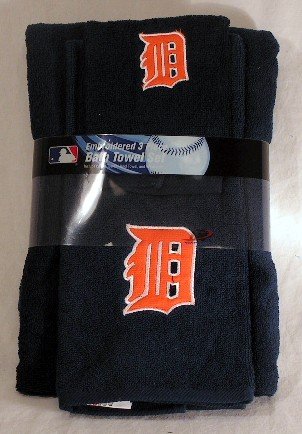 MLB Detroit Tigers Three Piece Embroidered Bath Towel Set