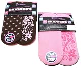 Skidders Women's Gripper Socks 2 Pack, Brown/Pink