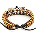 November's Chopin (TM) Charm Metal Cross Button Wood Beads Multistrand Leather Adjustable Wrap Bracelet