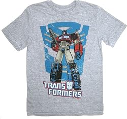 Mighty Fine Transformers Distressed Optimus Prime Heather Gray T-shirt Tee