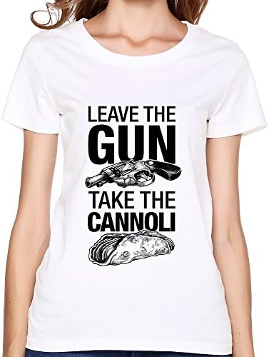 WANGC Womens Leave Gun Take Cannoli Short Sleeve Short Sleeve Shirt XL White