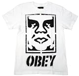 Icon Face Stencil Premium Guys T-shirt in White by Obey Clothing