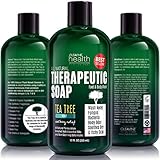 Antifungal Soap with Tea Tree Oil & Neem. Helps Treat Athletes Foot, Ringworm, Jock Itch, Nail Fungus, Acne. 12oz Therapeutic Foot & Body Wash. 100% Natural Care & Defense Against Skin Irritation.