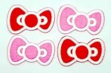 4pcs Lot Hello Kitty Pink & Red Bow Iron on Patch Applique Decoration Piece Badge
