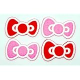 4pcsLotHelloKittyPink&RedBowIrononPatchAppliqueDecorationPieceBadge