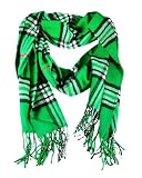 Super Soft Green / Black Plaid Cashmere Scarf